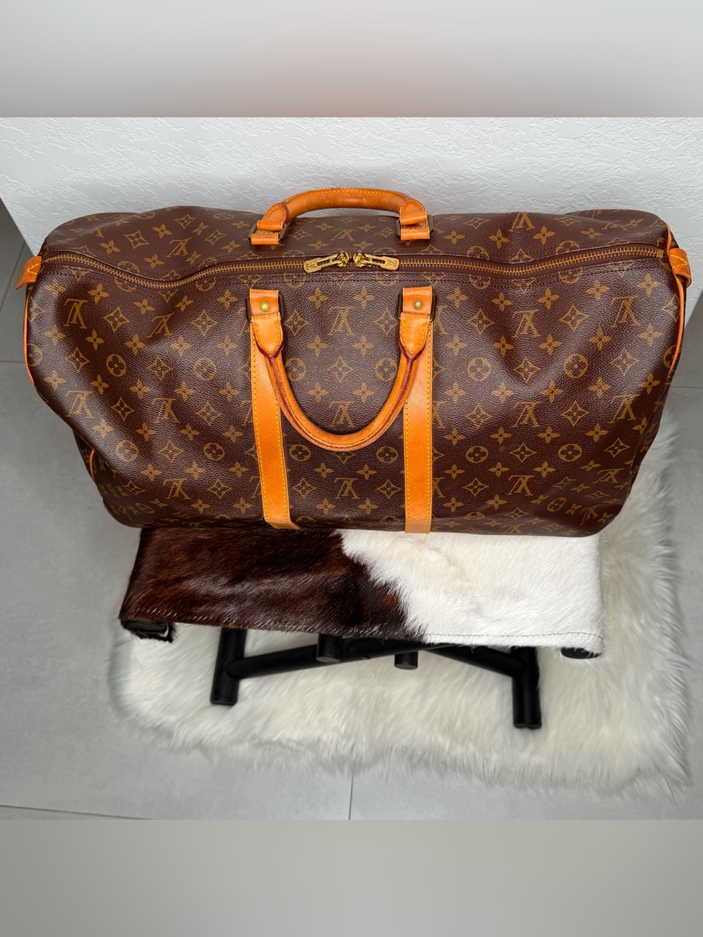 Authentic Louis Vuitton Vintage Monogram Keepall 55 Duffle Bag M41424|SN: MI874